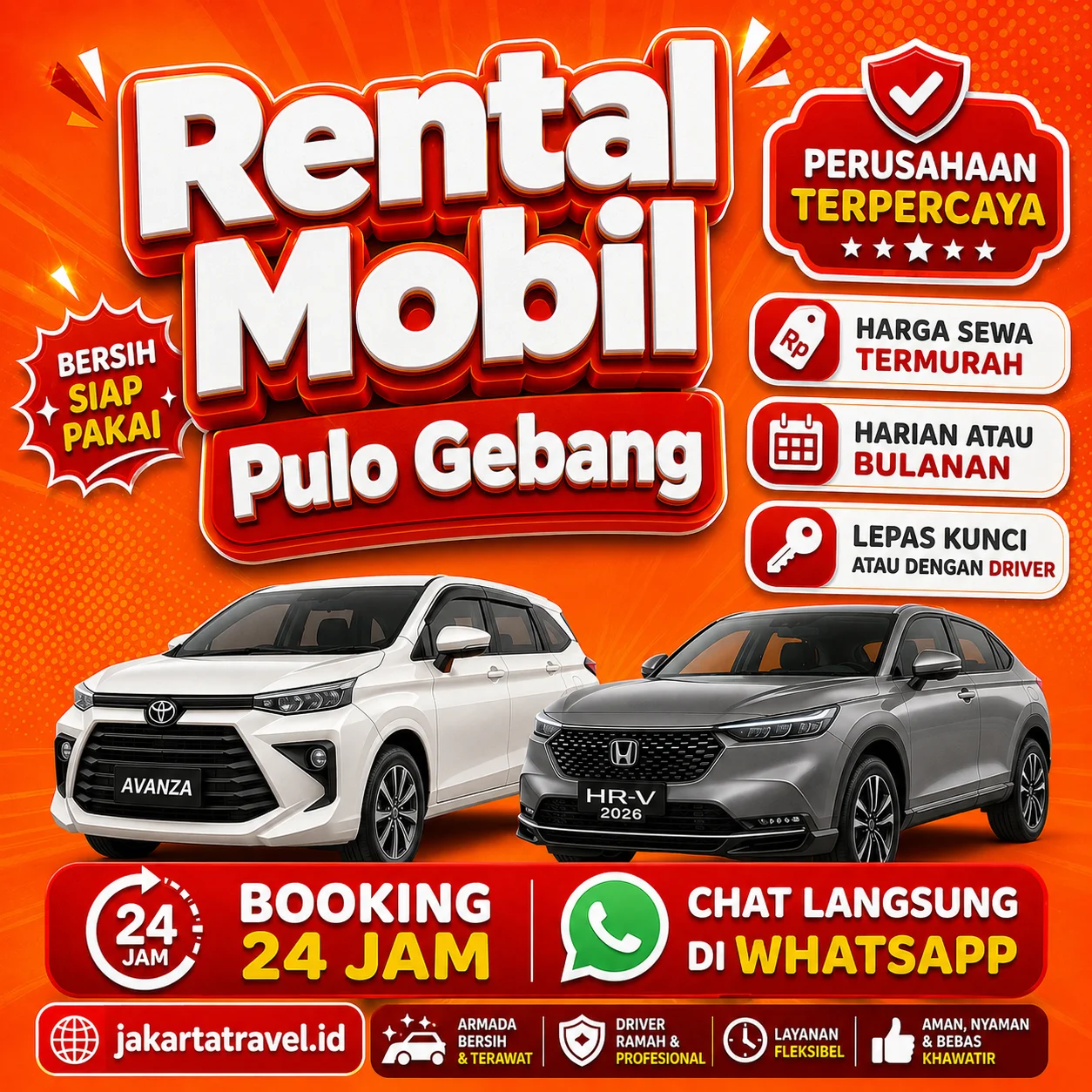 Rental Mobil Pulo Gebang Bersih Siap Pakai Dengan Supir Atau Lepas Kunci Bebas Pilih