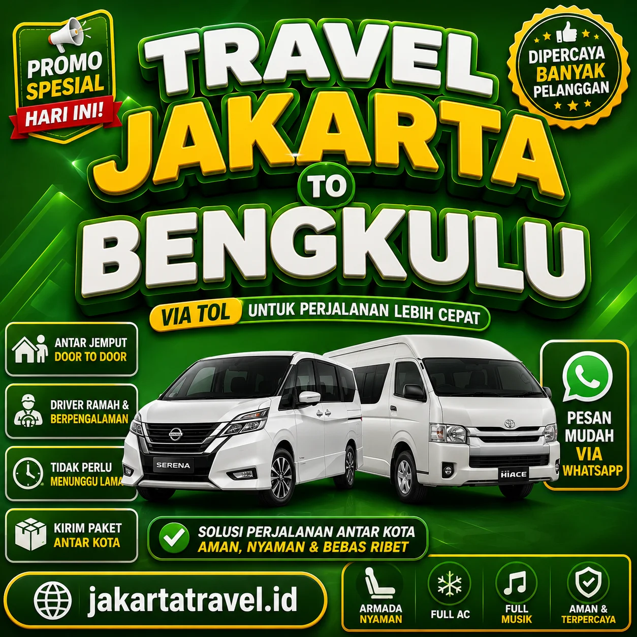 Puas 💯% Harga Travel Jakarta Bengkulu Tiket Murah Mobil Hiace Terbaru